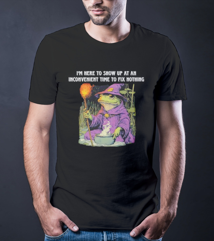 I'm Here To Show Up At An Inconvenient Time To Fix Nothing Frog Wizard T-Shirt