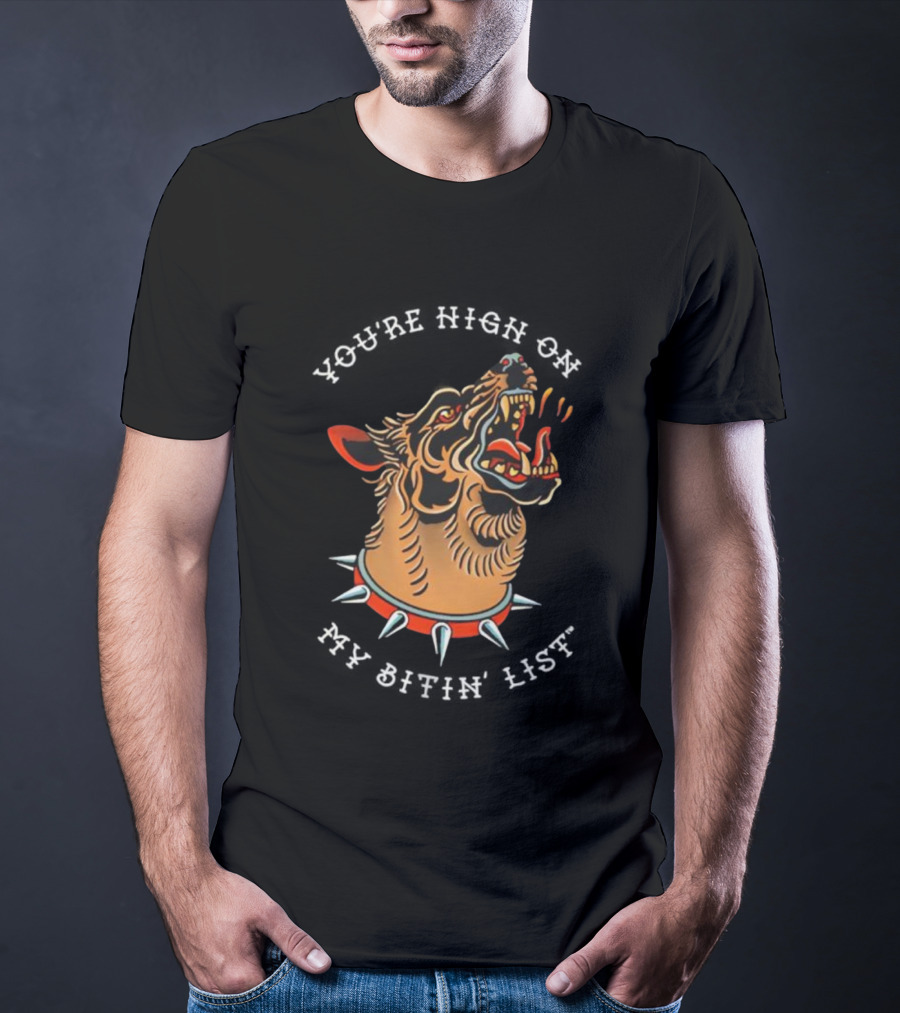 Tyler Childers High On My Bitin’ List Dog With Spiked Collar Retro Style T-Shirt