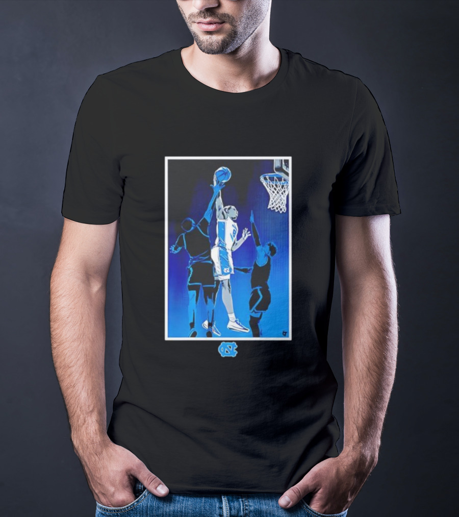 University Of North Carolina Basketball Caleb Wilson Player With UNC Logo T-Shirt