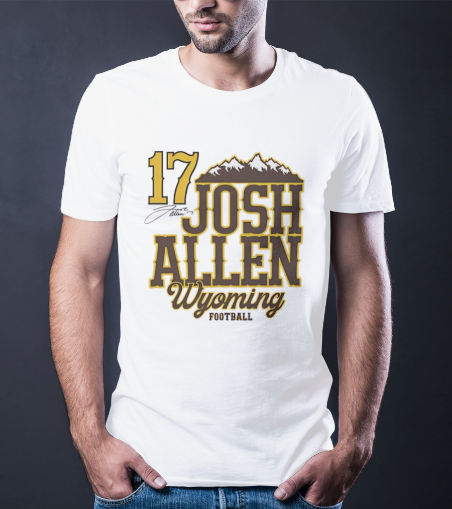 Buffalo Bills 17 Josh Allen Wyoming Signature Mountains T-Shirt
