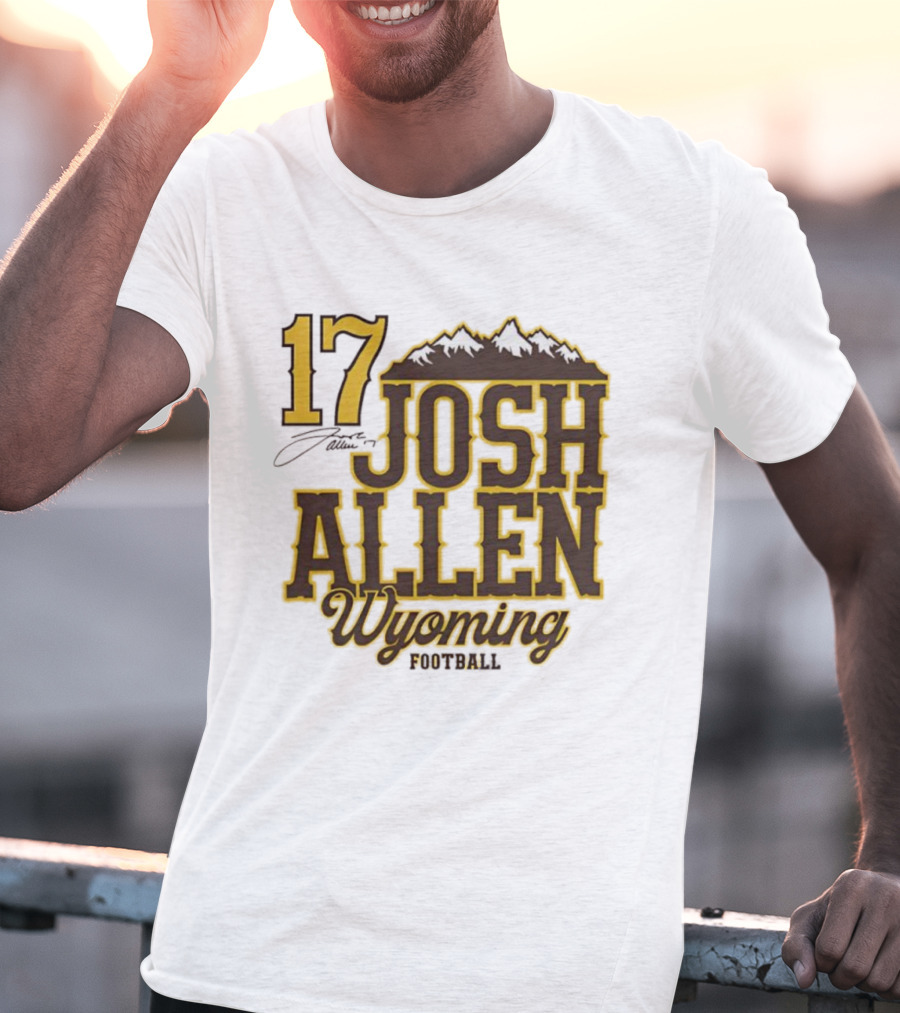 Buffalo Bills 17 Josh Allen Wyoming Signature Mountains T-Shirt