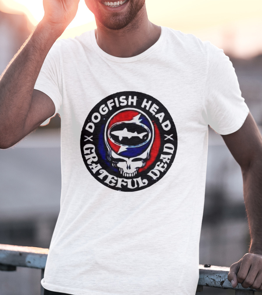 Dogfish Head Grateful Dead Red White Baseball Collaboration T-Shirt