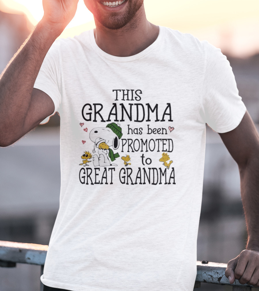 Snoopy Woodstock This Grandma Has Been Promoted To Great Grandma T-Shirt