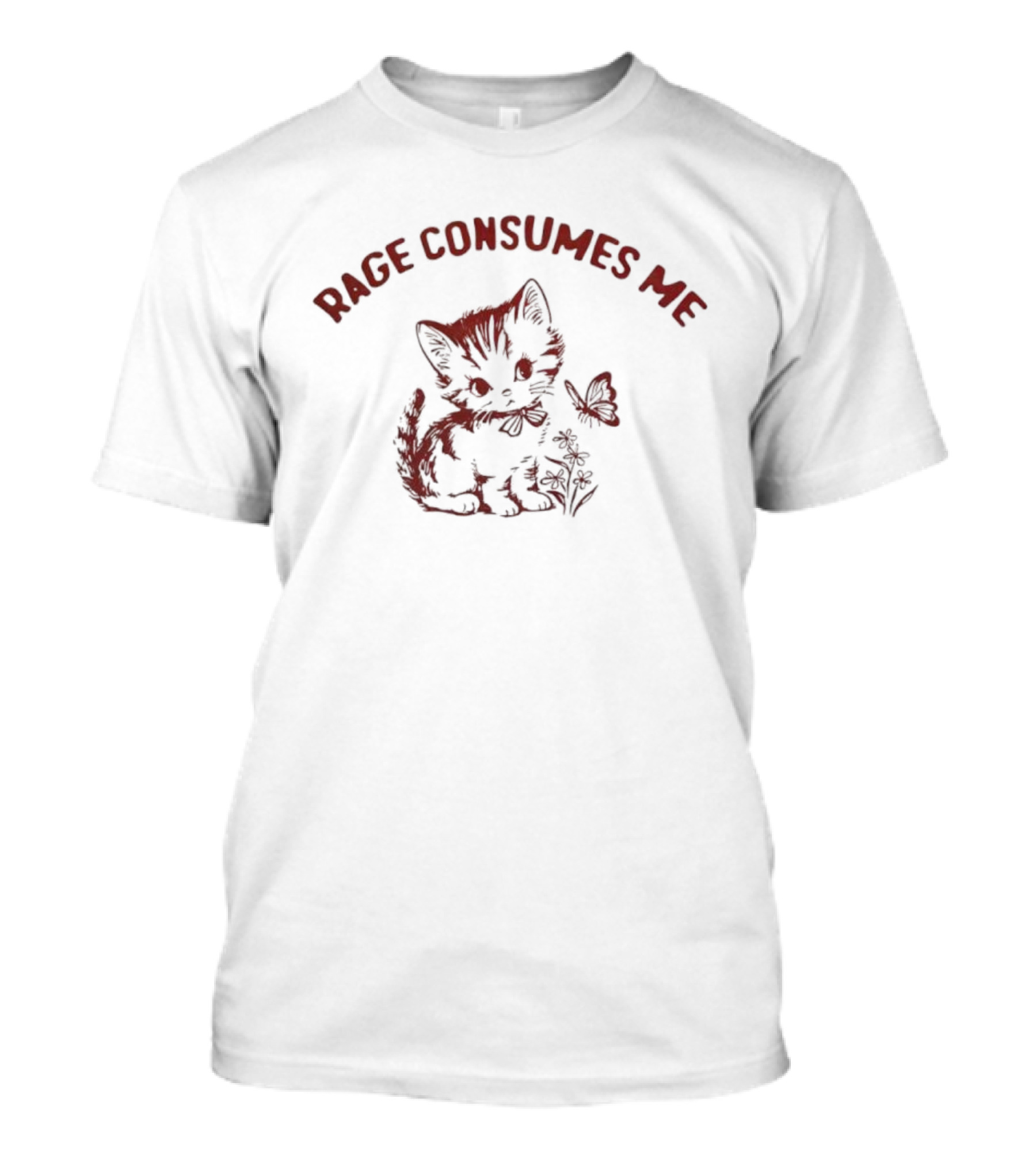 Rage Consumes Me Cat And Butterfly Illustration T-Shirt