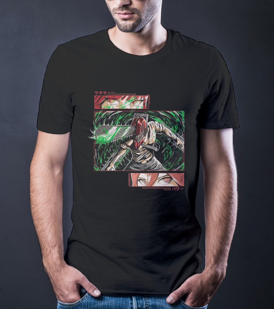 Denji Makima Power Chainsaw Man Ancient Devil Revived Manga Art T-Shirt