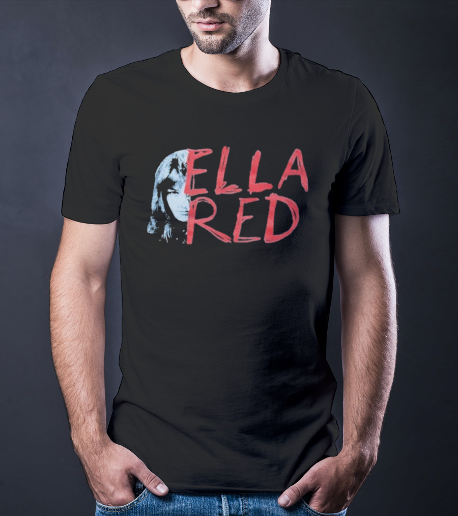 Ella Red Face Stylish Graphic Text Design T-Shirt