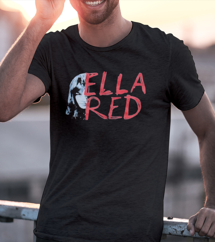 Ella Red Face Stylish Graphic Text Design T-Shirt