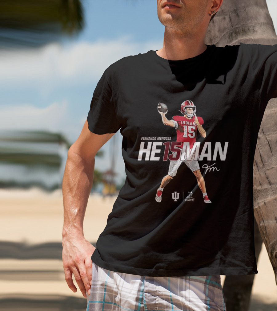 Fernando Mendoza Indiana Hoosiers He15man Stance Signature T-Shirt
