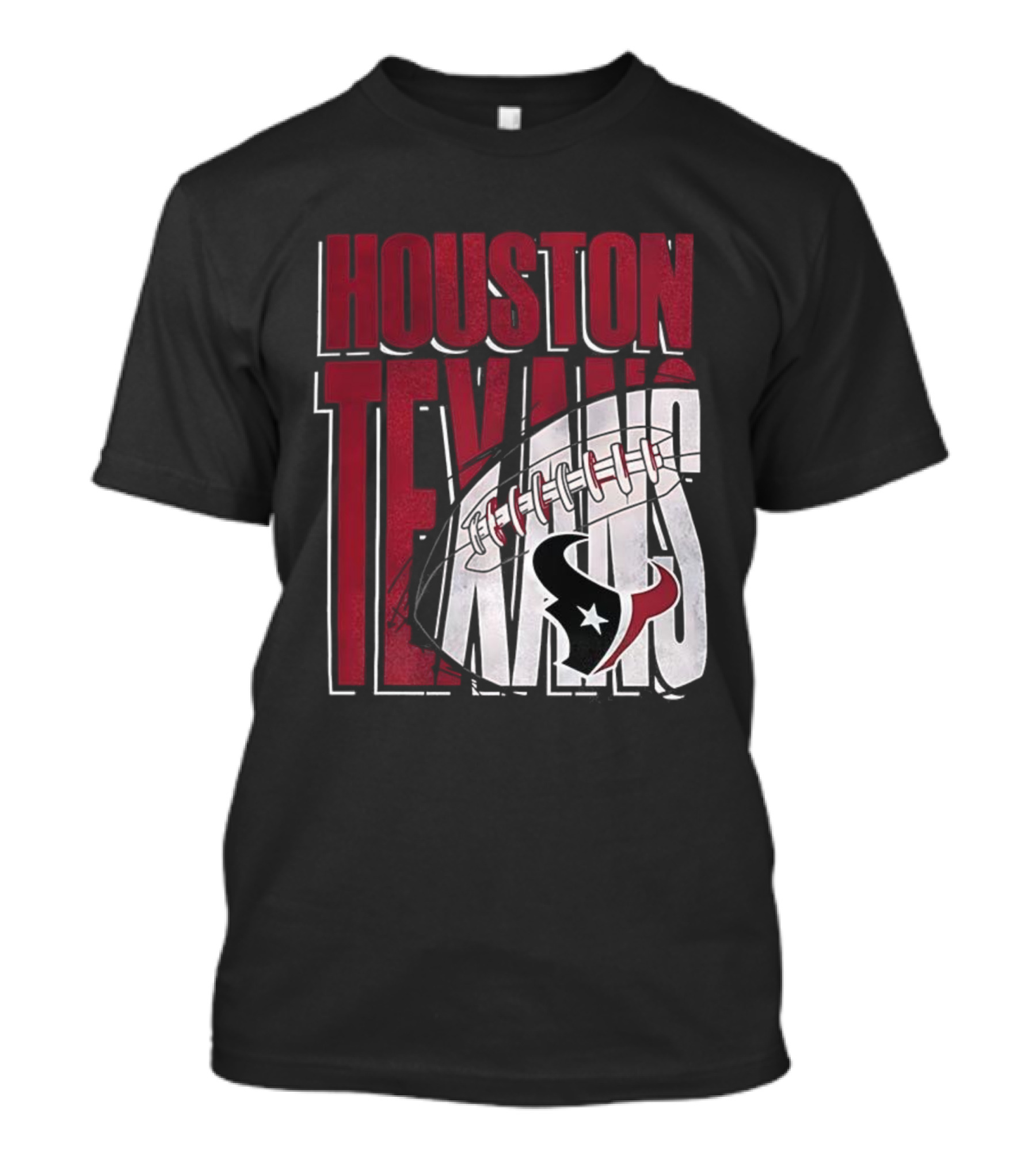 Houston Texans Red White Football Star Emblem T-Shirt