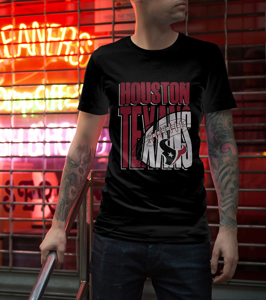 Houston Texans Red White Football Star Emblem T-Shirt