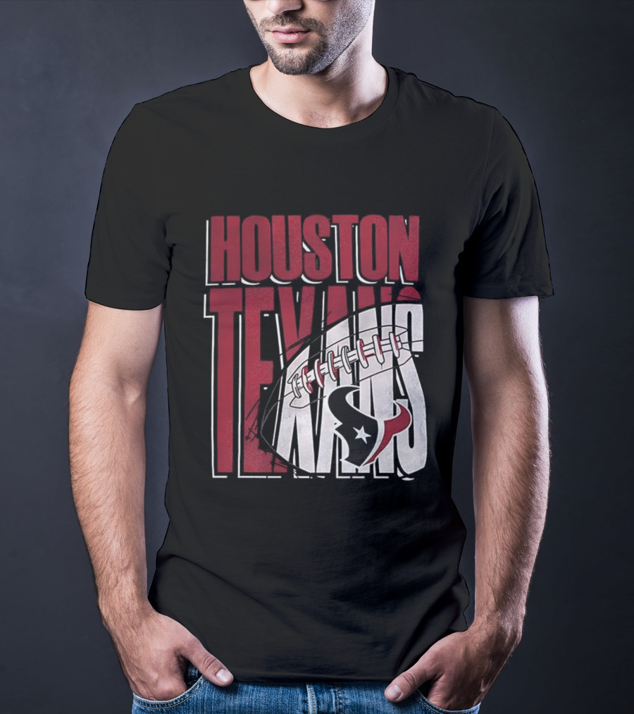 Houston Texans Red White Football Star Emblem T-Shirt
