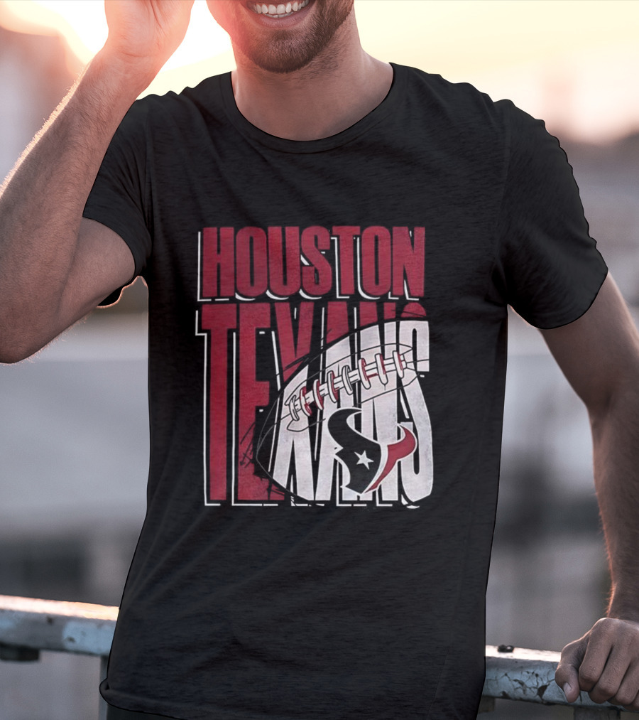 Houston Texans Red White Football Star Emblem T-Shirt