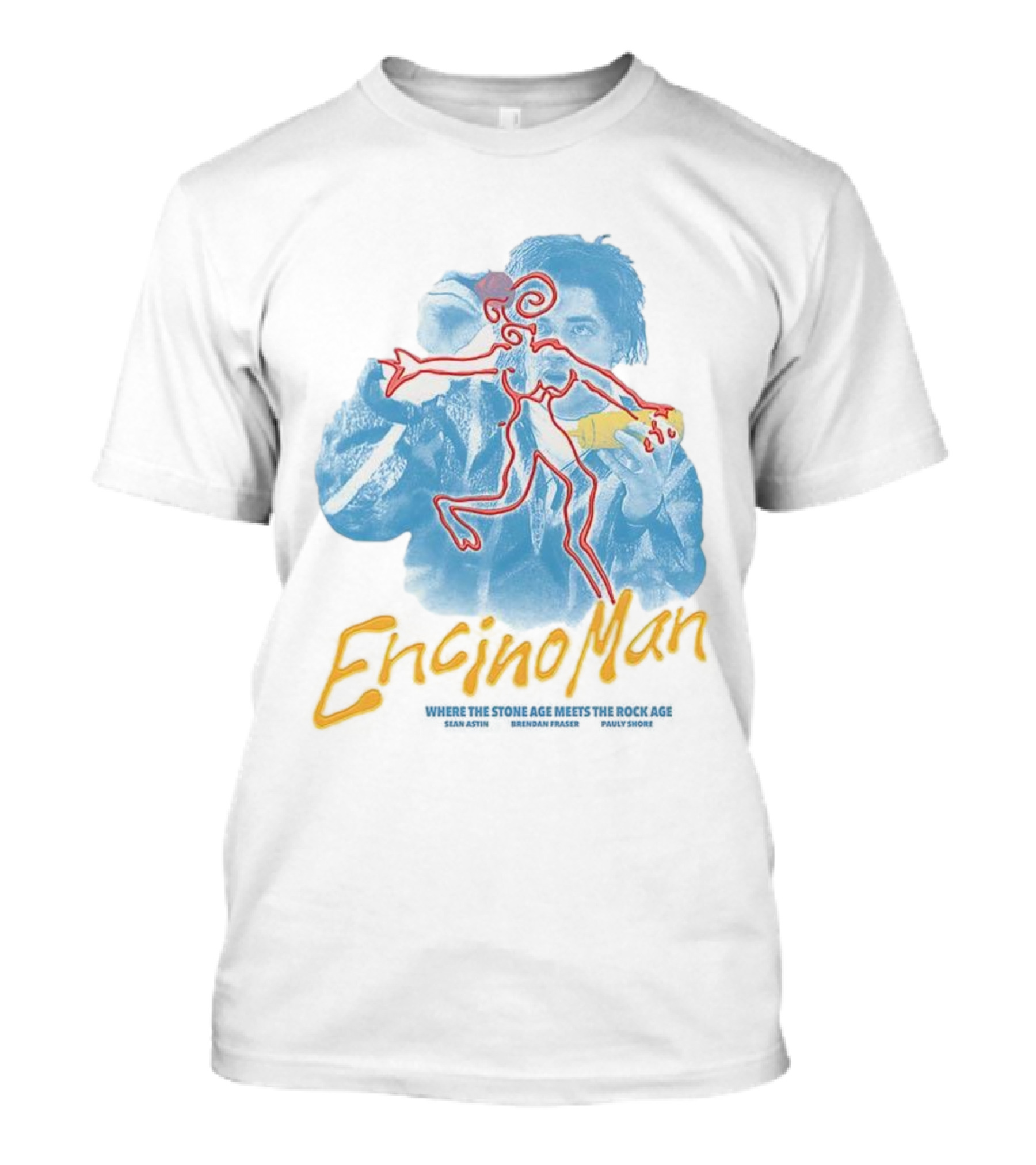 Encino Man 1992 Stone Age Meets The Rock Age Vintage Style T-Shirt