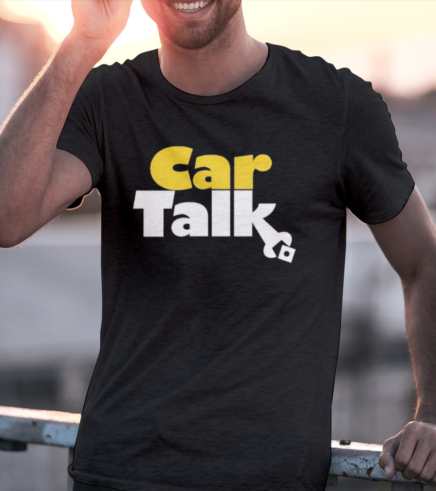 Car Talk NPR Show Logo Yellow And White Text With Wrench Symbol T-Shirt