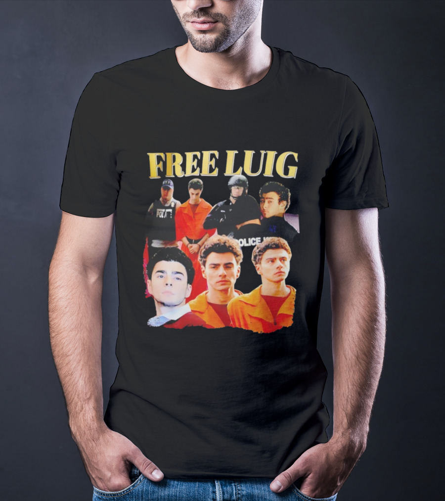 Free Luigi Nypd Police Shot Collage T-Shirt