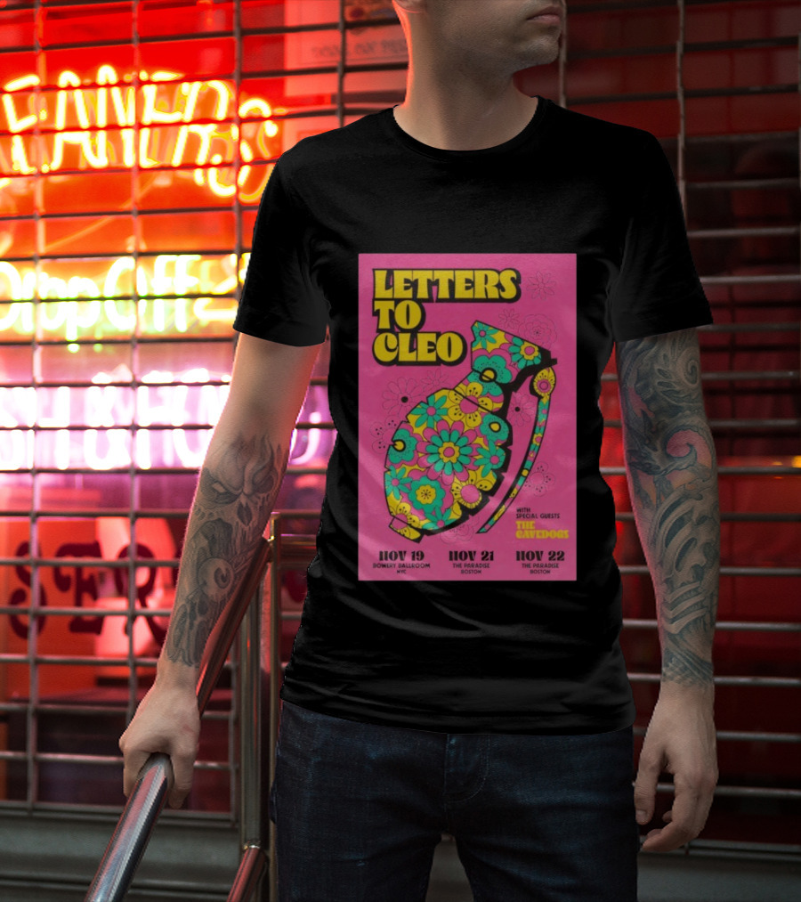 Letters To Cleo Nov 19 2025 Bowery Ballroom New York With The Cavedogs Psychedelic Pop Art T-Shirt