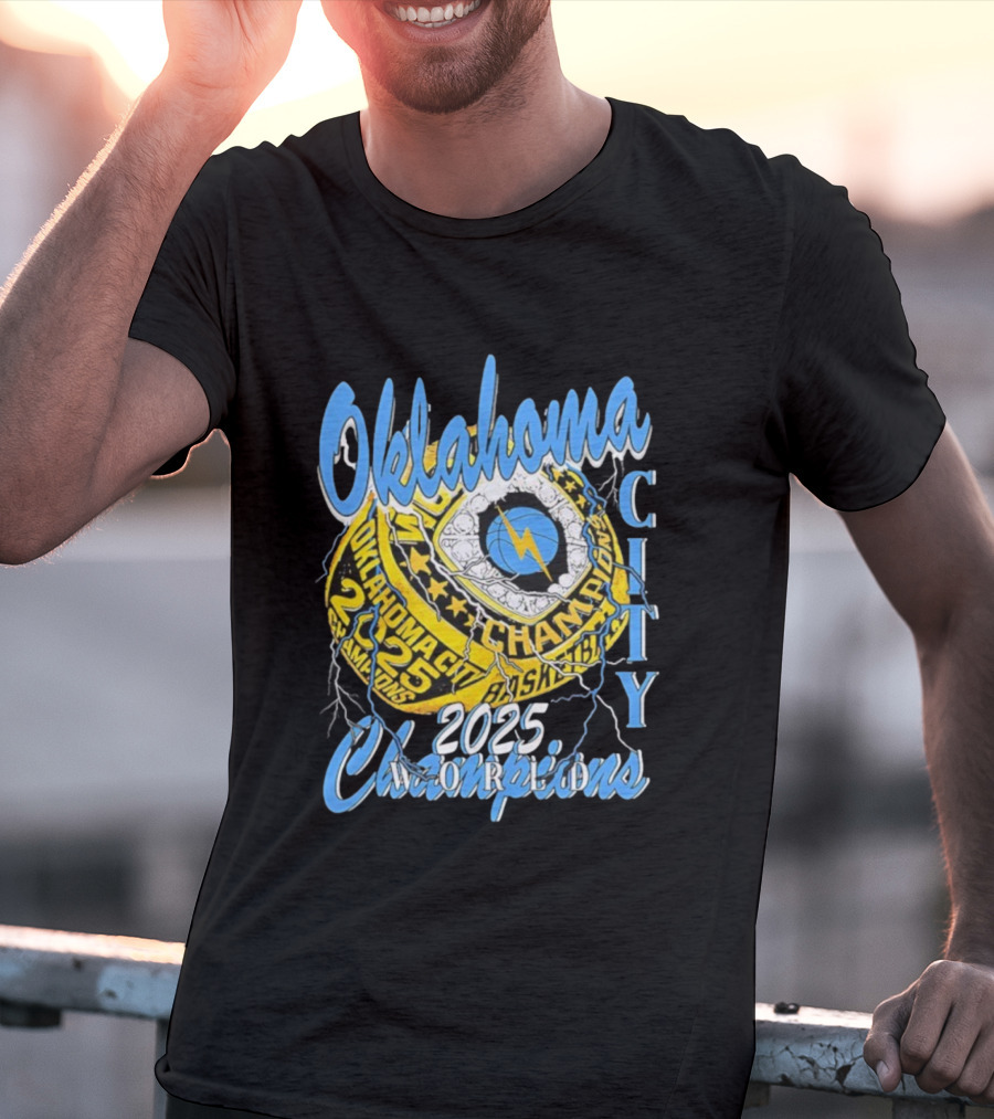 Oklahoma City Thunder Basketball Champions 2025 Victory Ring Sports Logo T-Shirt