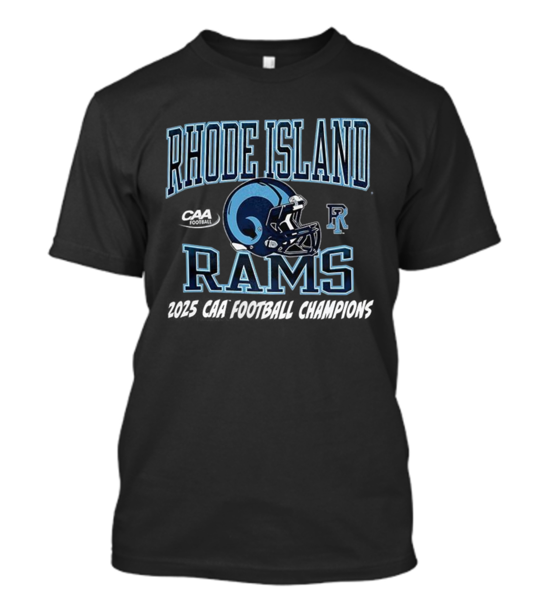 Rhode Island Rams 2025 CAA Football Champions Helmet R Logo T-Shirt