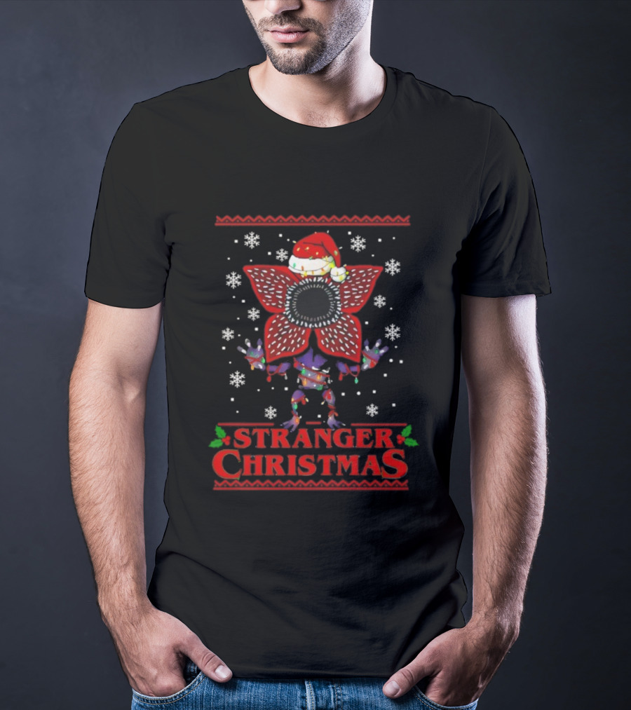 Stranger Christmas Demogorgon Santa Ugly Sweater Humor T-Shirt