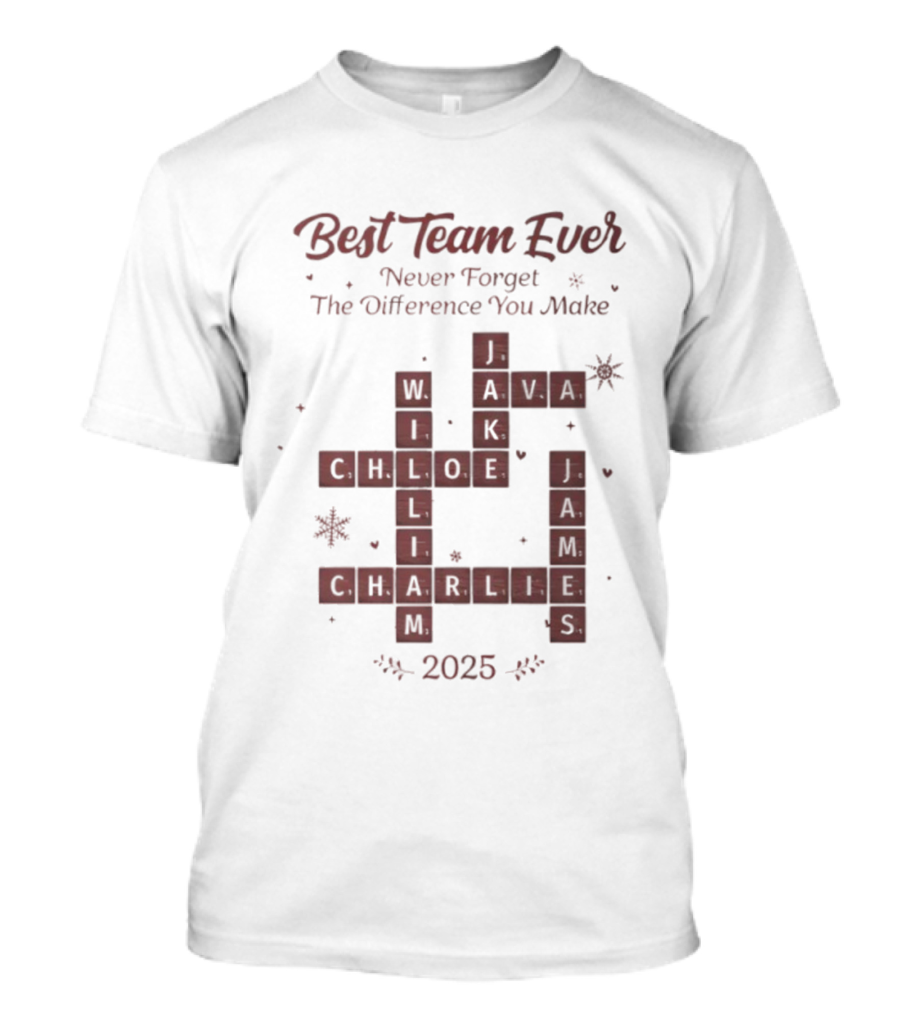 Best Team Ever Never Forget The Difference You Make Scrabble Christmas 2025 T-Shirt
