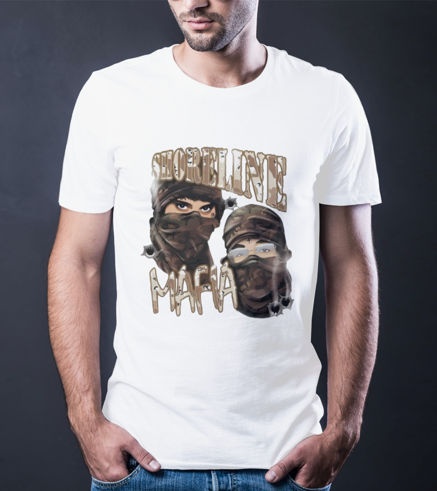 Shoreline Mafia Camo Masked Illustration T-Shirt