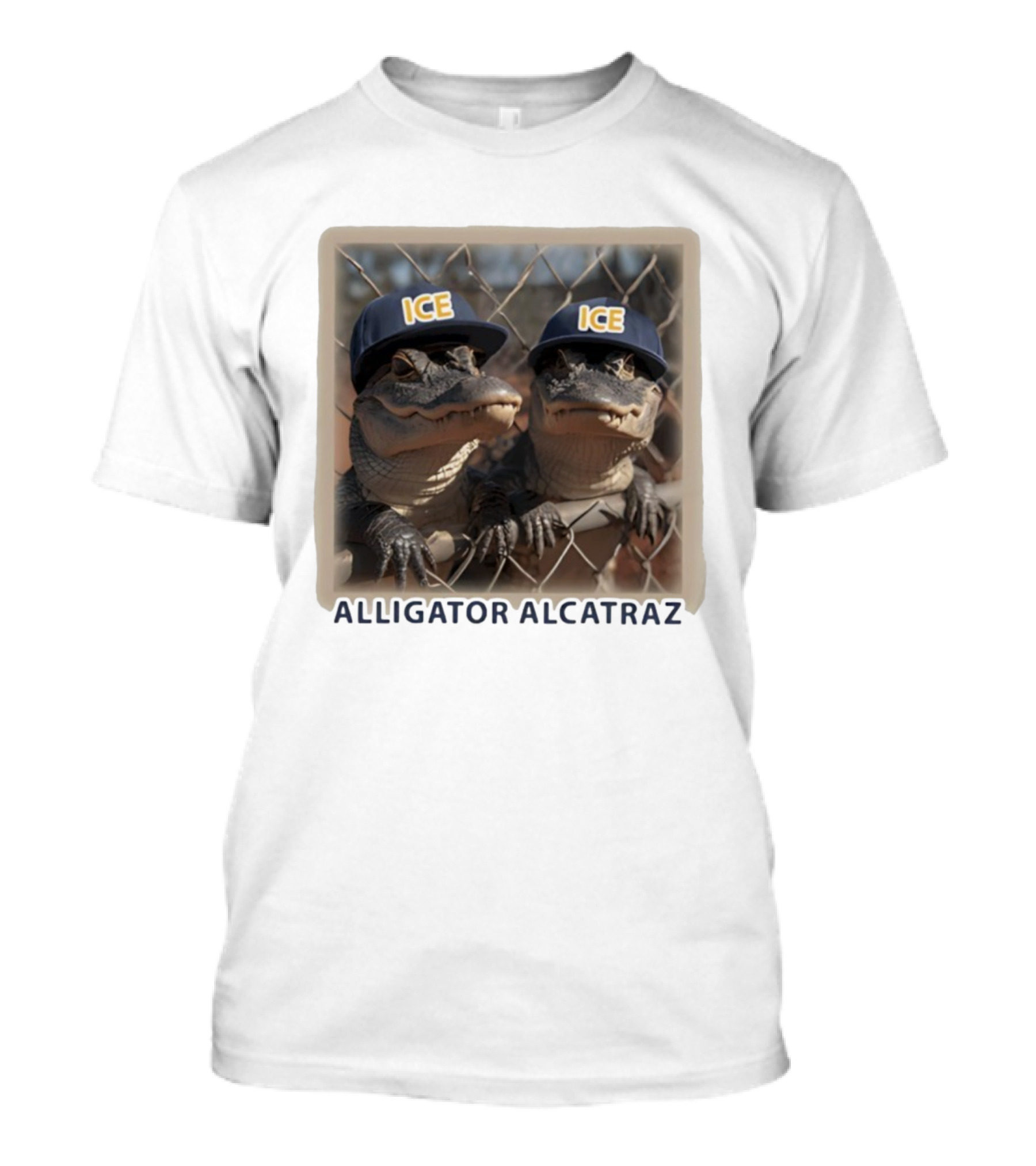 ICE Alligator Alcatraz Caps On Alligators Fence T-Shirt