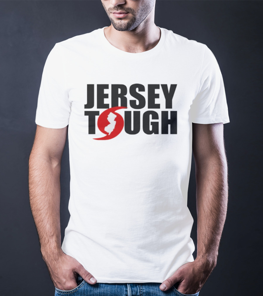 Jersey Tough New Jersey Map Red Circle Graphic T-Shirt