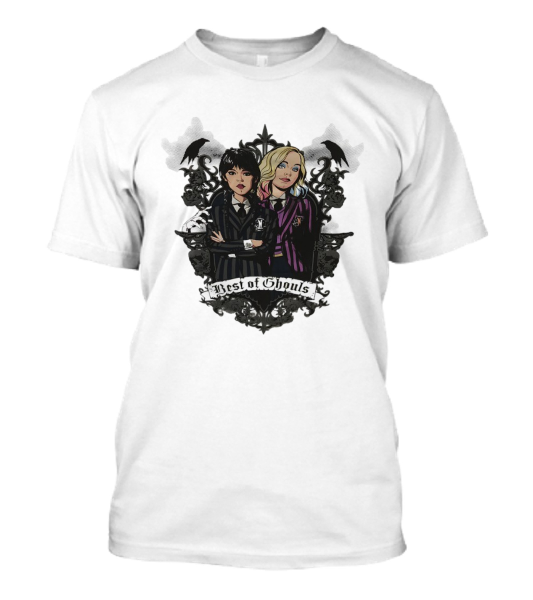 Wednesday Addams Enid Sinclair Best Of Ghouls Collage T-Shirt