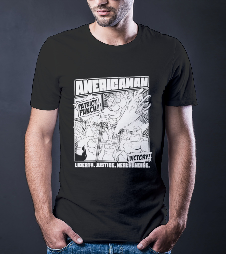 Americaman Patriot Punch Victory Liberty Vs. Injustice T-Shirt