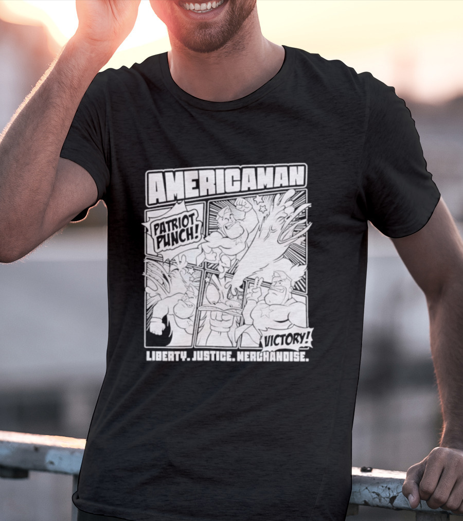 Americaman Patriot Punch Victory Liberty Vs. Injustice T-Shirt