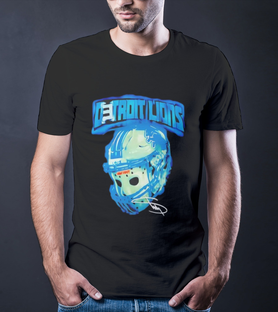 Detroit Lions Drip Helmet Signature Thanksgiving T-Shirt