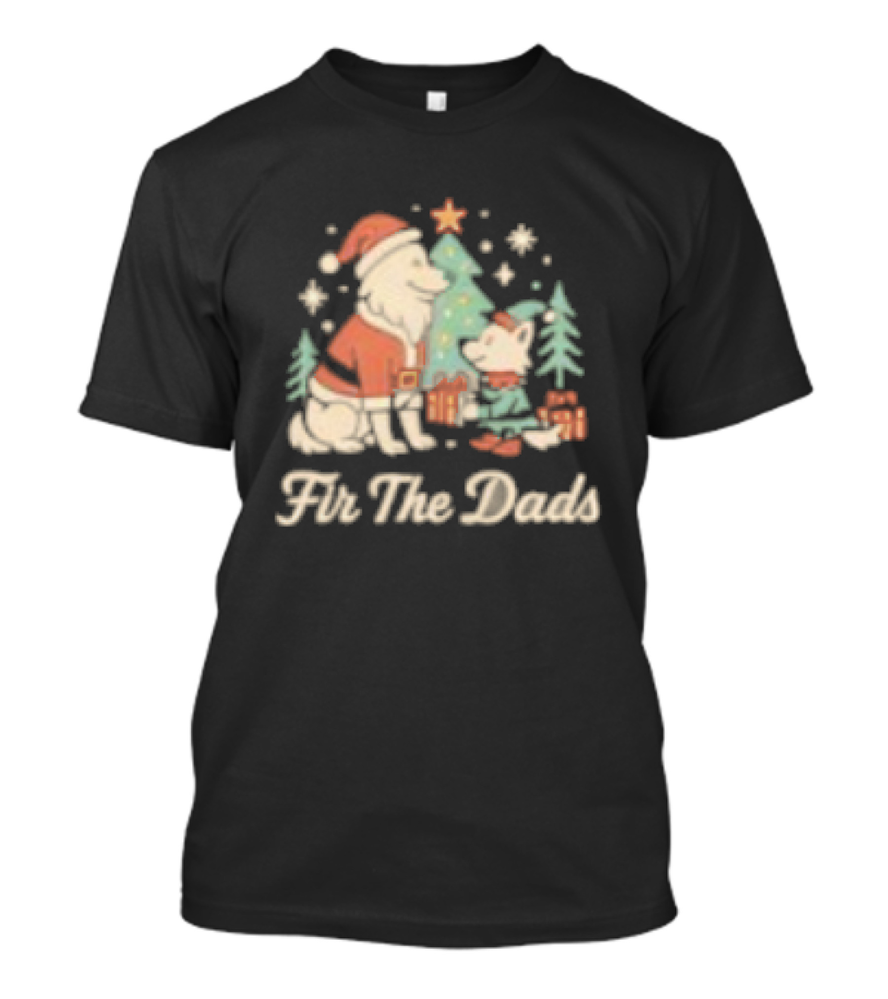 Fir The Dads Christmas Wolves Santa And Elf T-Shirt