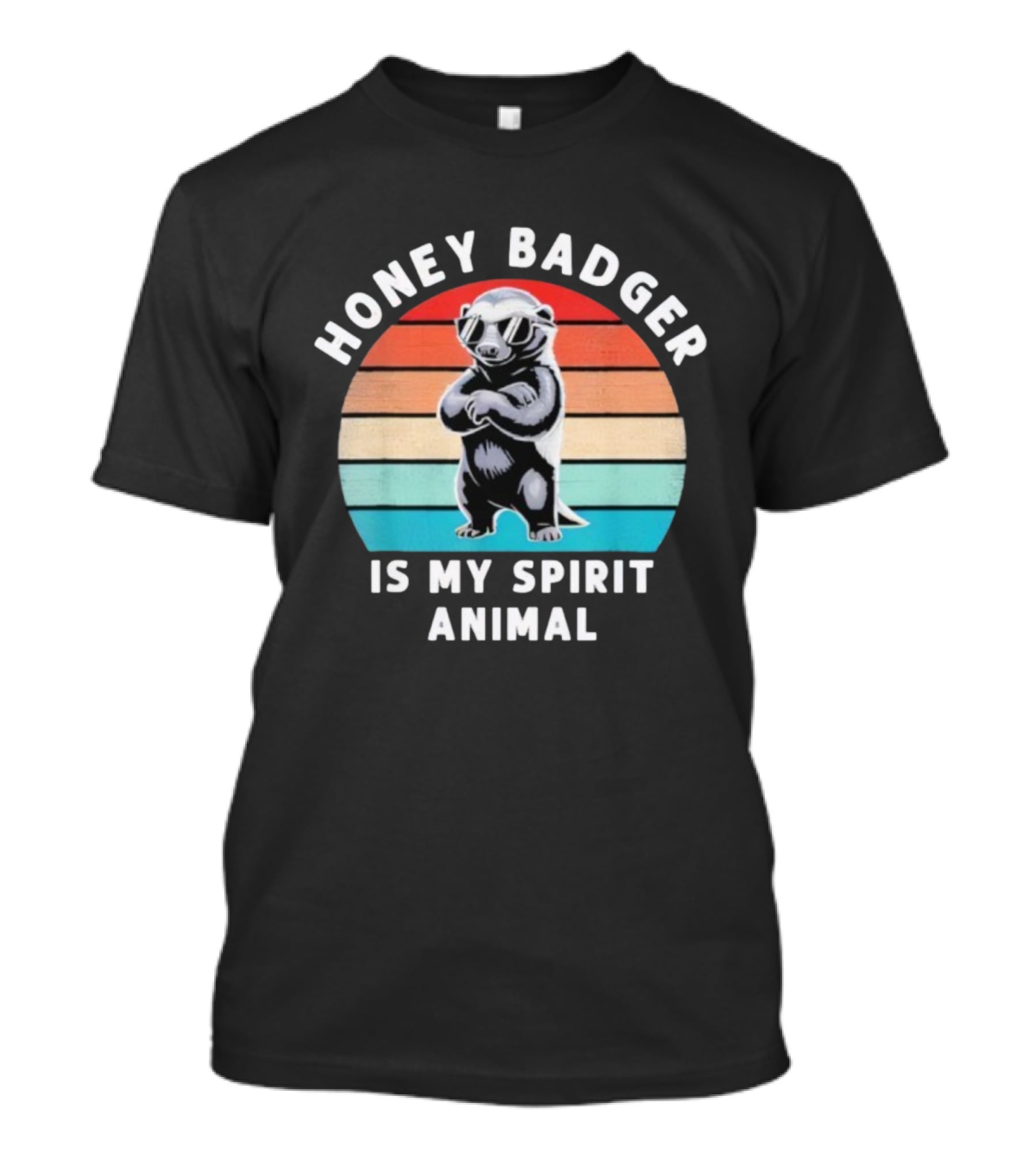 Honey Badger Is My Spirit Animal Funny Vintage Wildlife Retro Stripes T-Shirt