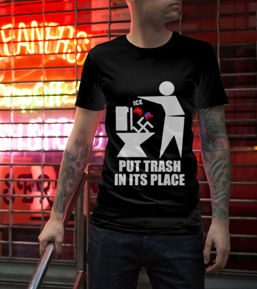 Ice Put Trash In Its Place Boxing Gloves Trash Can Graphic T-Shirt