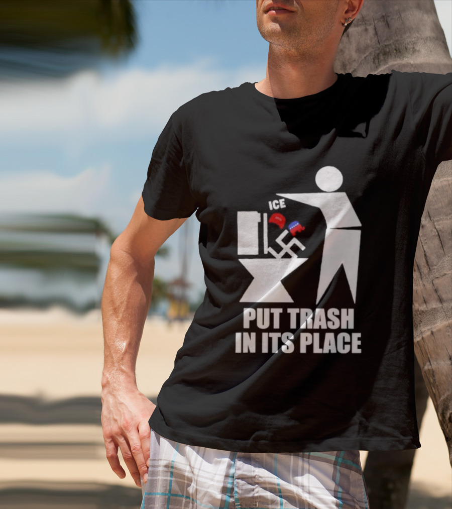 Ice Put Trash In Its Place Boxing Gloves Trash Can Graphic T-Shirt
