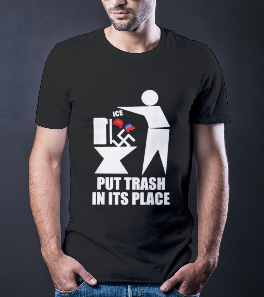 Ice Put Trash In Its Place Boxing Gloves Trash Can Graphic T-Shirt