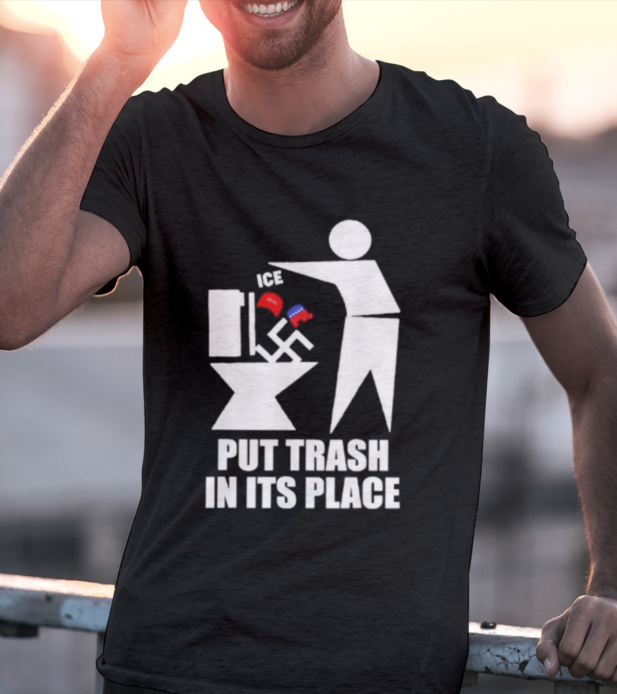 Ice Put Trash In Its Place Boxing Gloves Trash Can Graphic T-Shirt