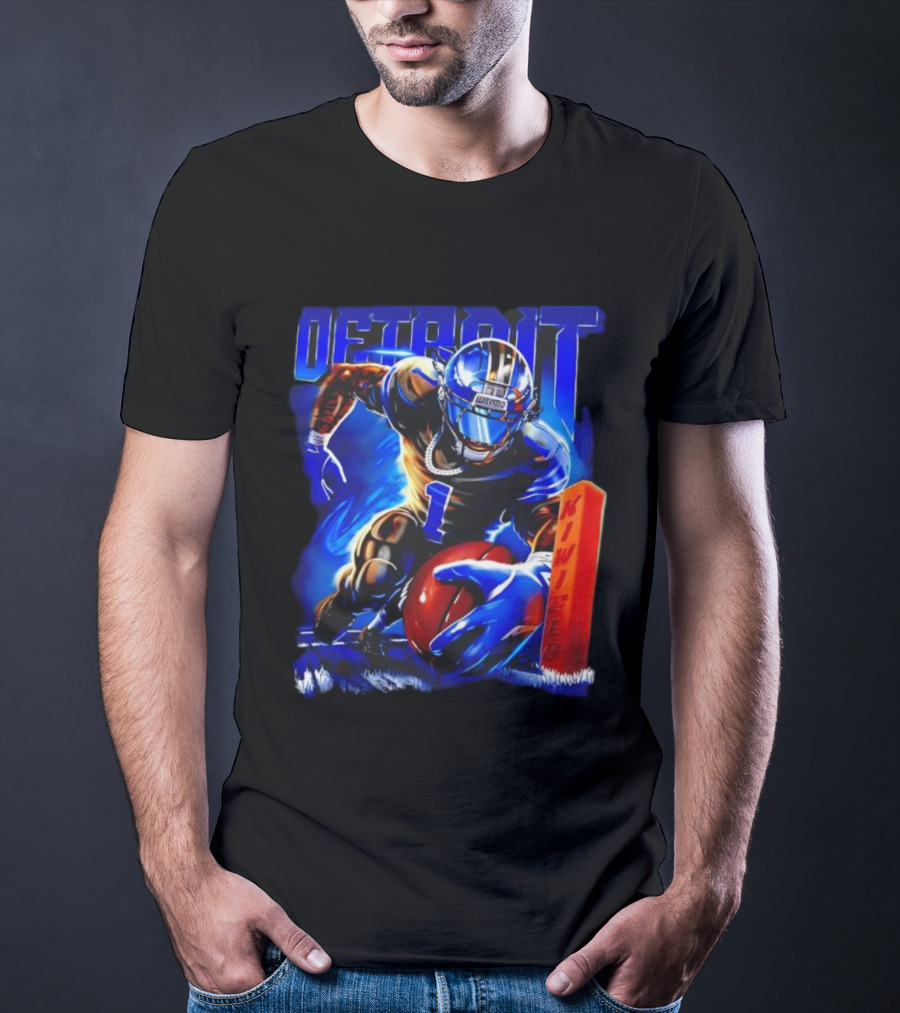 Detroit Kiwiclo X Jameson Williams 1 Football Collection T-Shirt