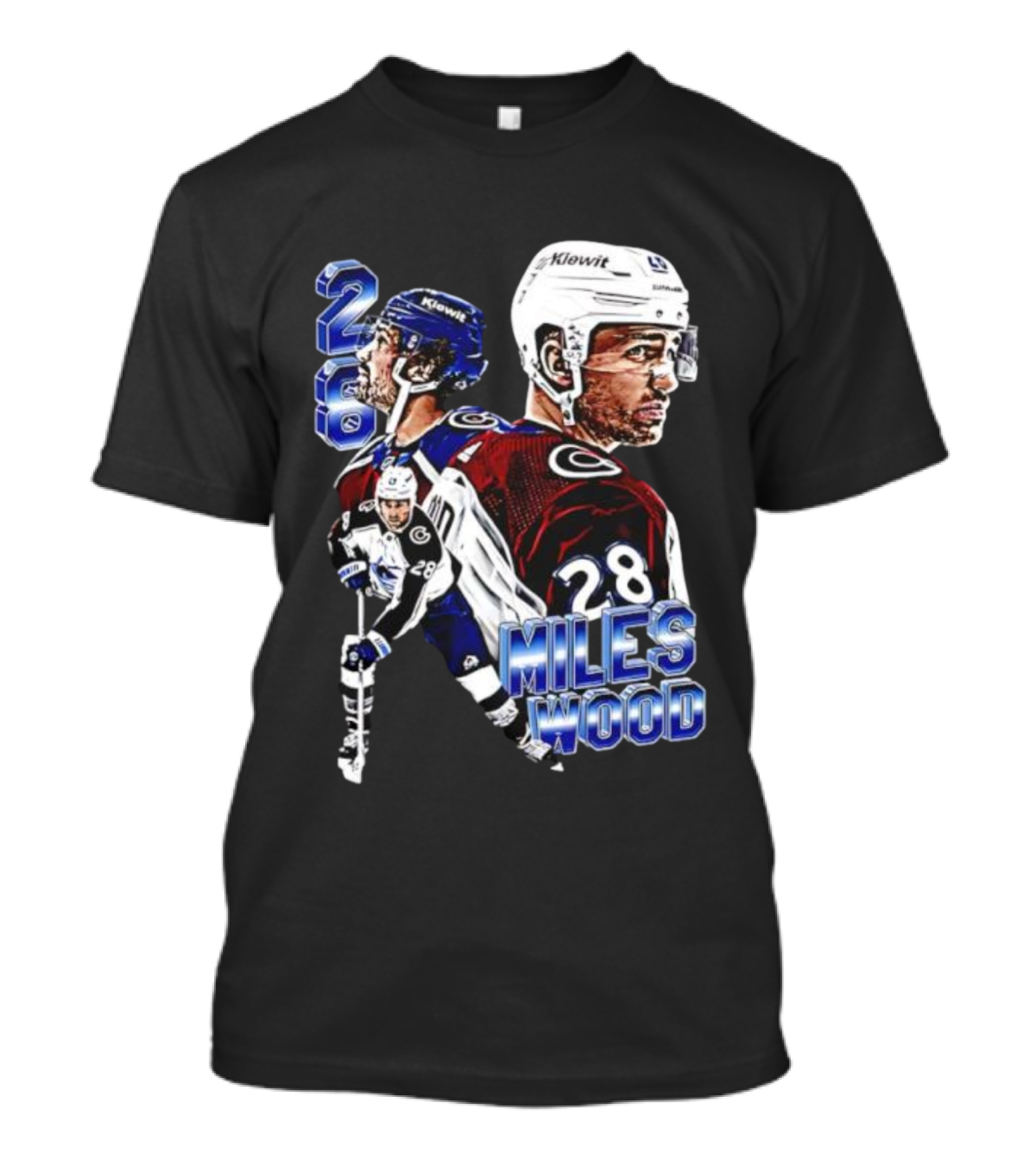 Miles Wood Colorado Avalanche Number 28 Hockey Player Collage T-Shirt