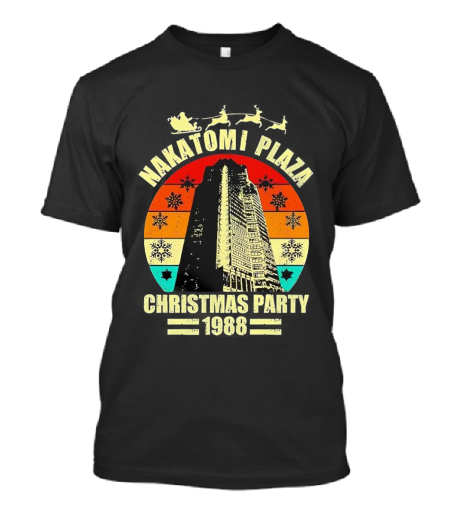 Nakatomi Plaza Christmas Party 1988 Vintage Retro Snowflakes T-Shirt