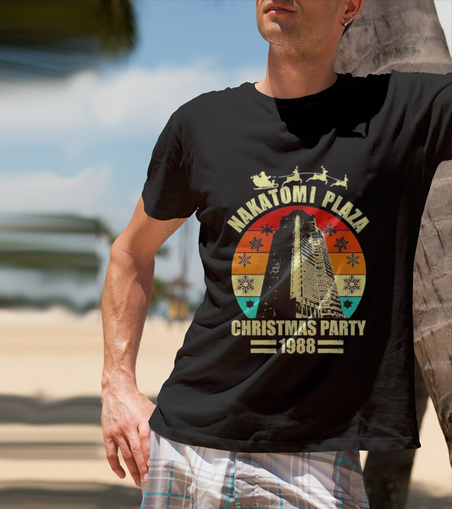 Nakatomi Plaza Christmas Party 1988 Vintage Retro Snowflakes T-Shirt