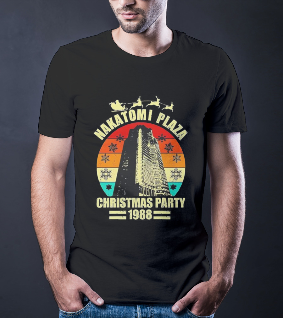 Nakatomi Plaza Christmas Party 1988 Vintage Retro Snowflakes T-Shirt