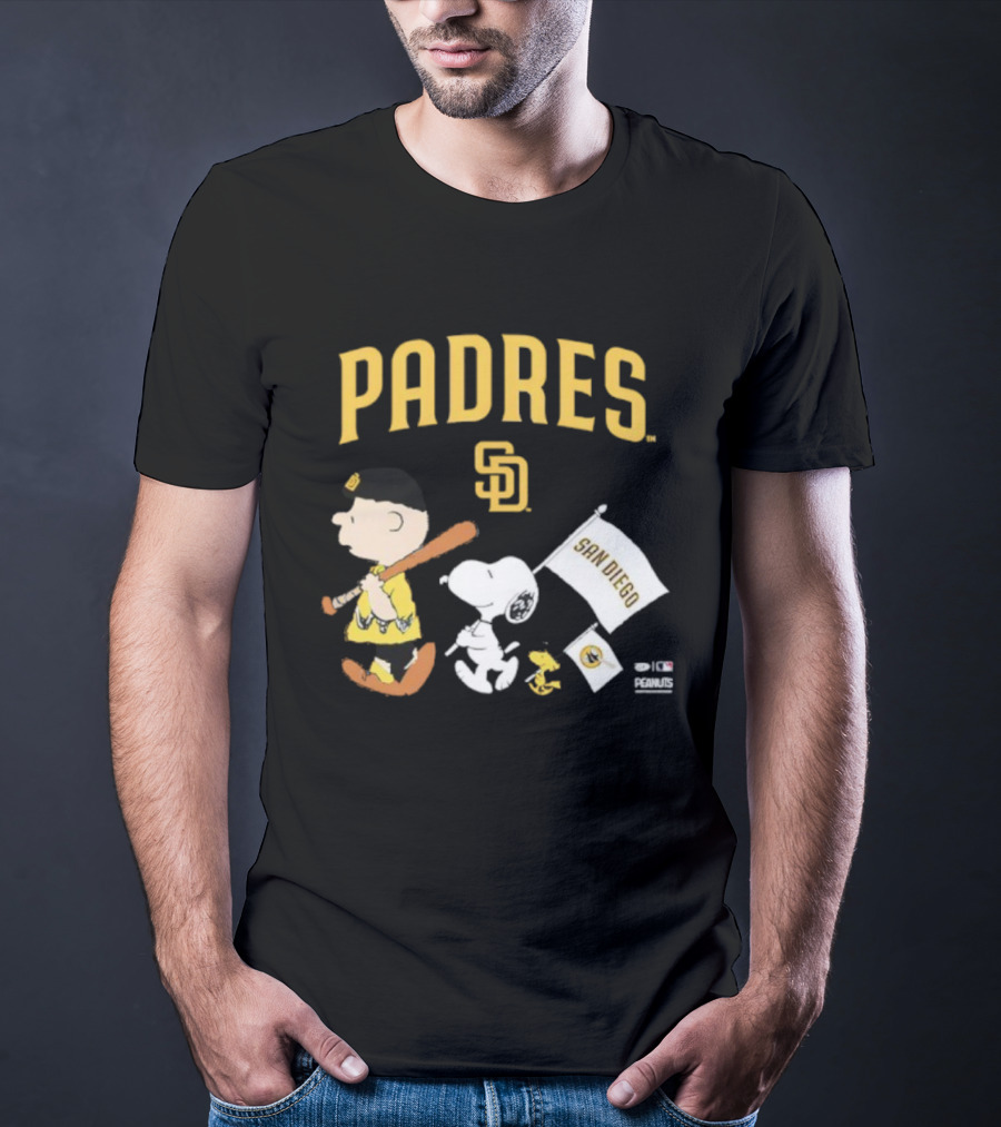 San Diego Padres Peanuts Charlie Brown Snoopy Flag T-Shirt