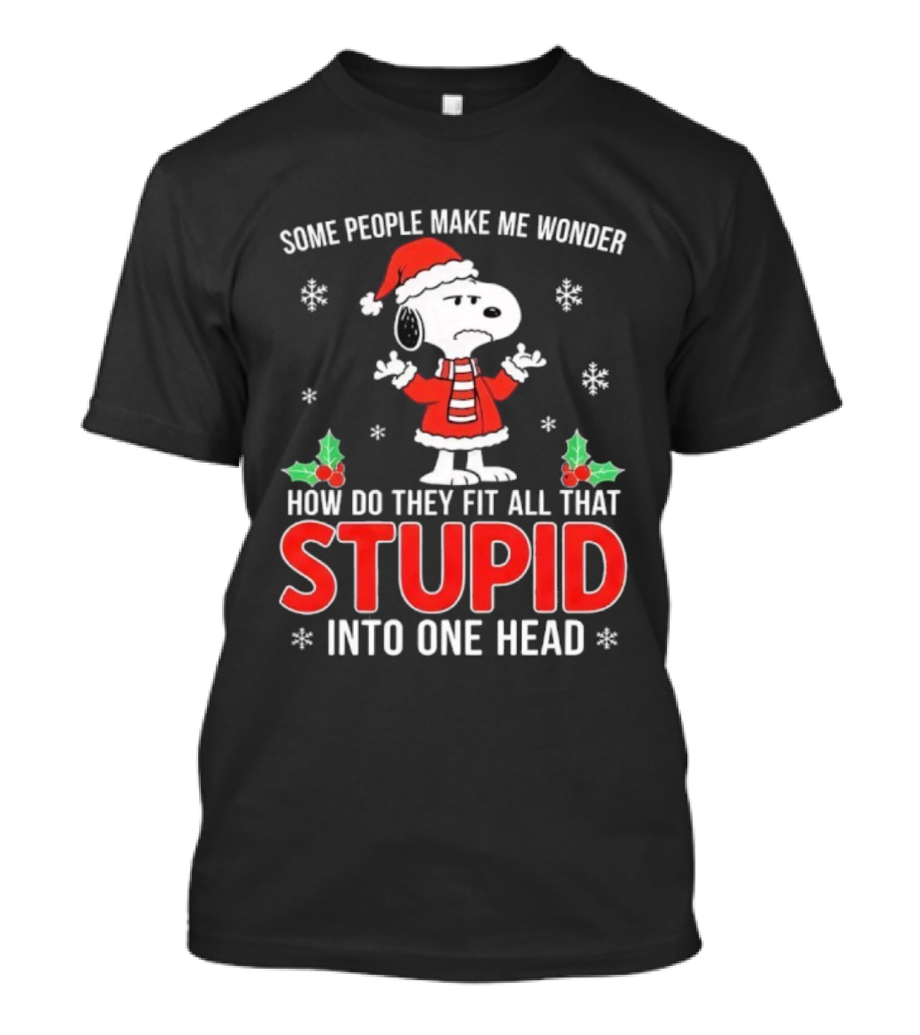 Snoopy Christmas Some People Make Me Wonder How Do They Fit All That Stupid Into One Head T-Shirt