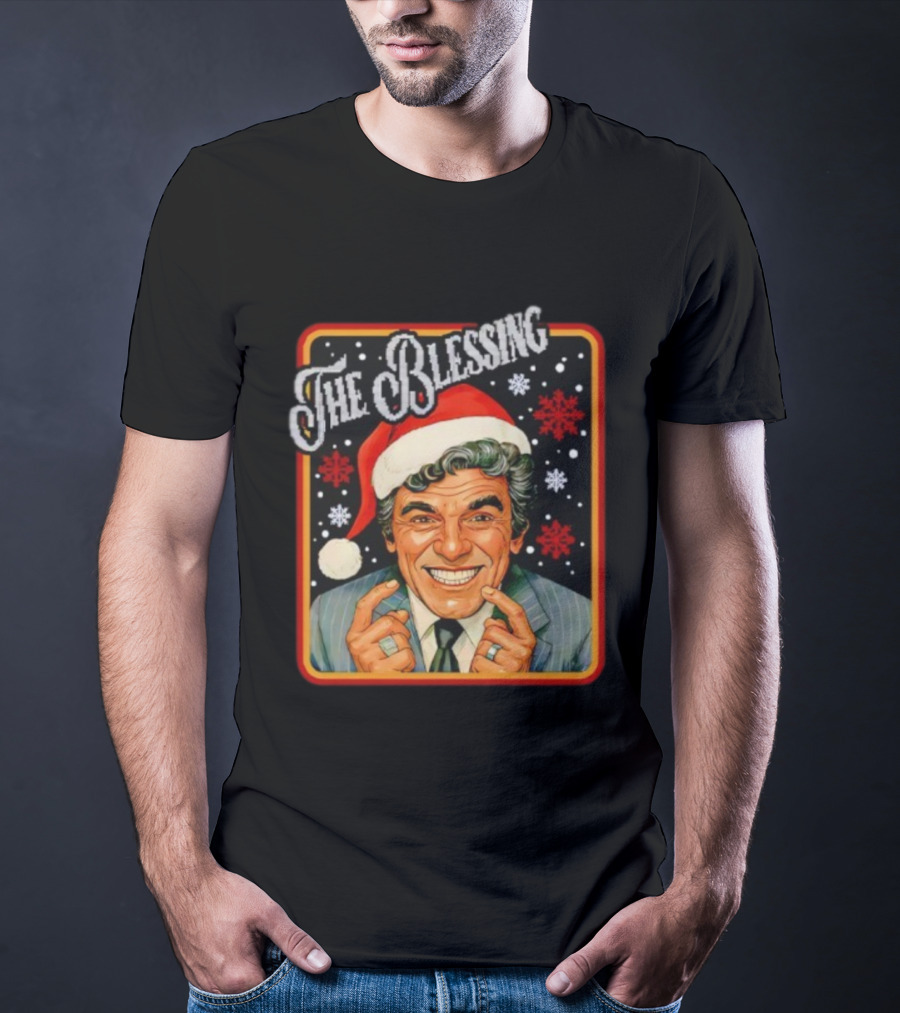 Uncle Lewis The Blessing Santa Hat Christmas Vacation Snowflakes T-Shirt