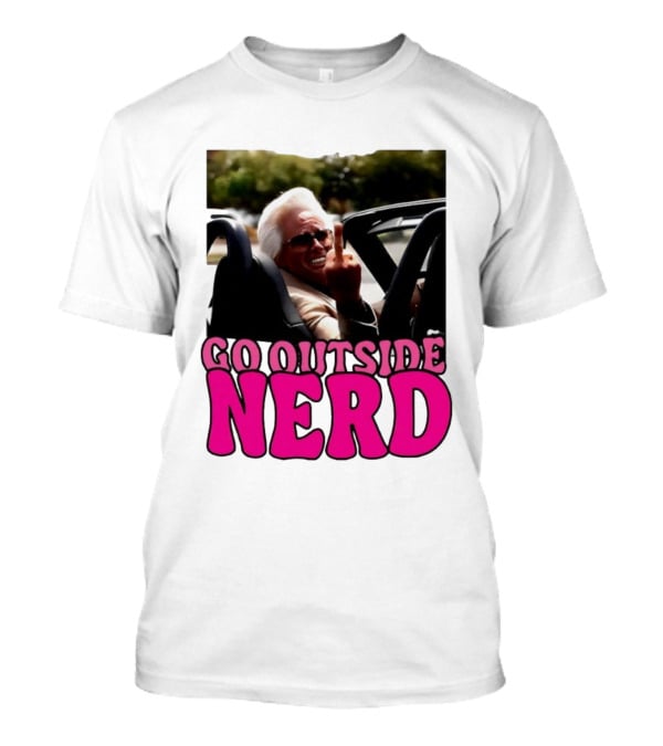 Go Outside Nerd Meme Middle Finger Convertible Image T-Shirt