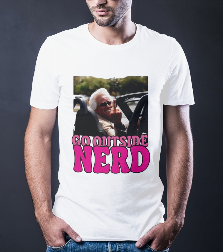 Go Outside Nerd Meme Middle Finger Convertible Image T-Shirt