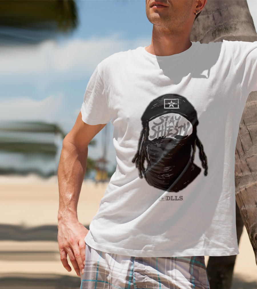 DLLS Stay Shiesty Mask Beanie With Blocks And Star T-Shirt