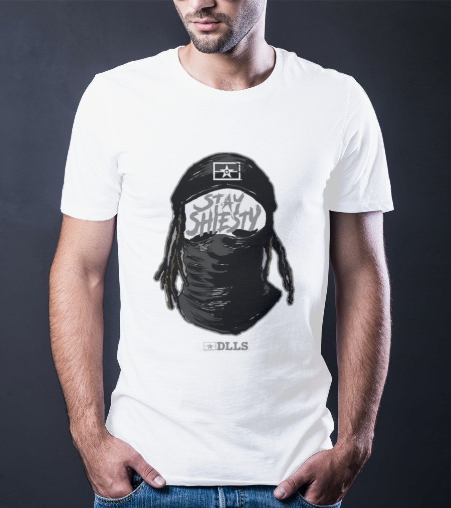 DLLS Stay Shiesty Mask Beanie With Blocks And Star T-Shirt
