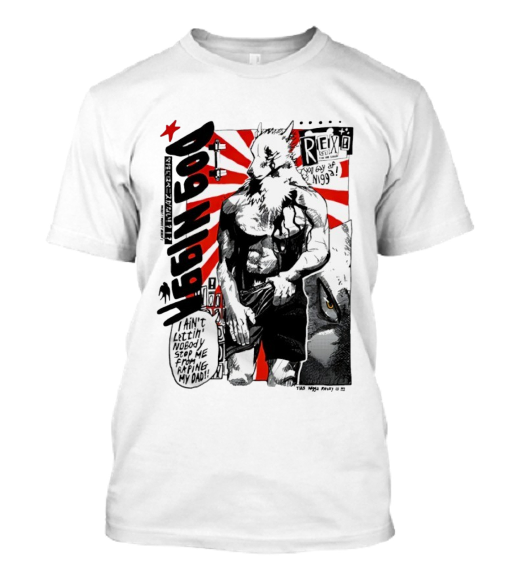 Dog Ningen Food Rex Manga Comic Style T-Shirt